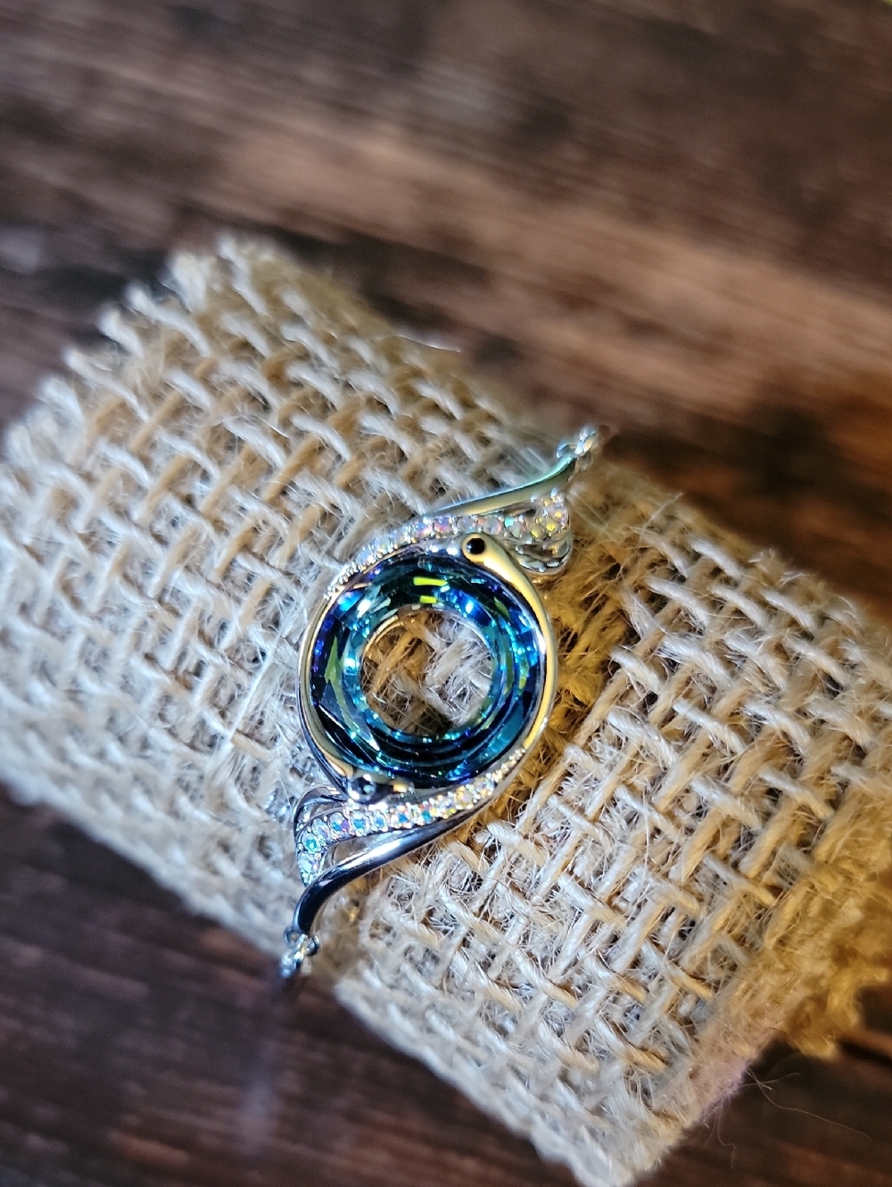 Blue Crystal Swirl Statement Bracelet